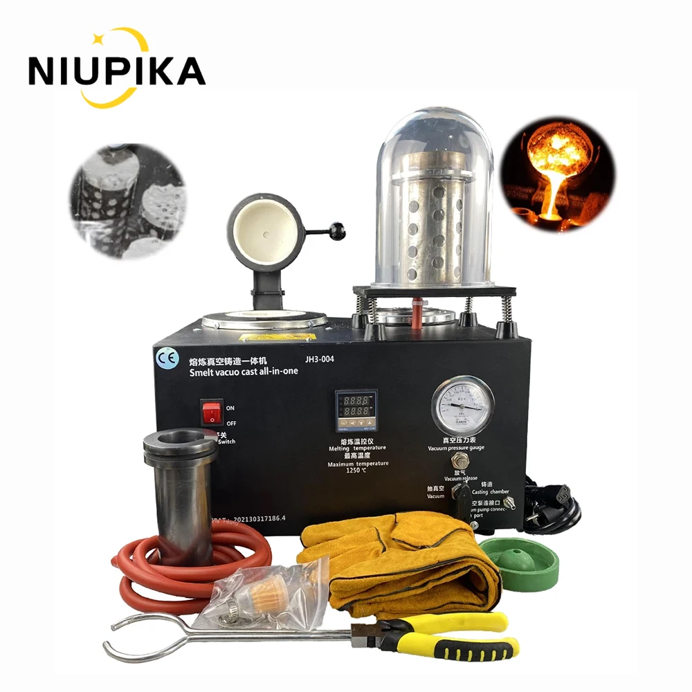 

NIPUIKA Cast Vacuum and Melting Machine 3-in-1 Digital Display High Temperature Refining Precious Metal Jewelry Casting Tool