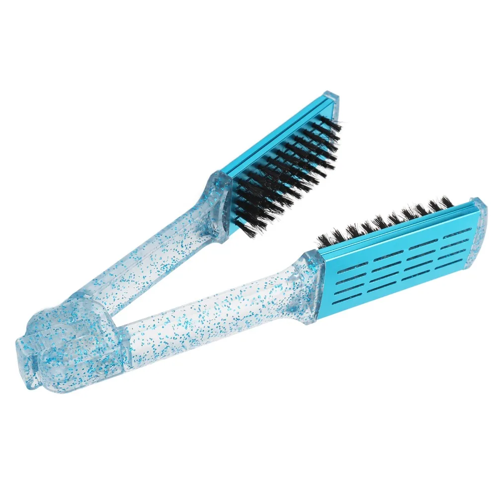 

Multifunction Hair Straightener Clamp Brush Blue Exquisite Straightening Clamp Brush ABS Double Sided Straightening Comb