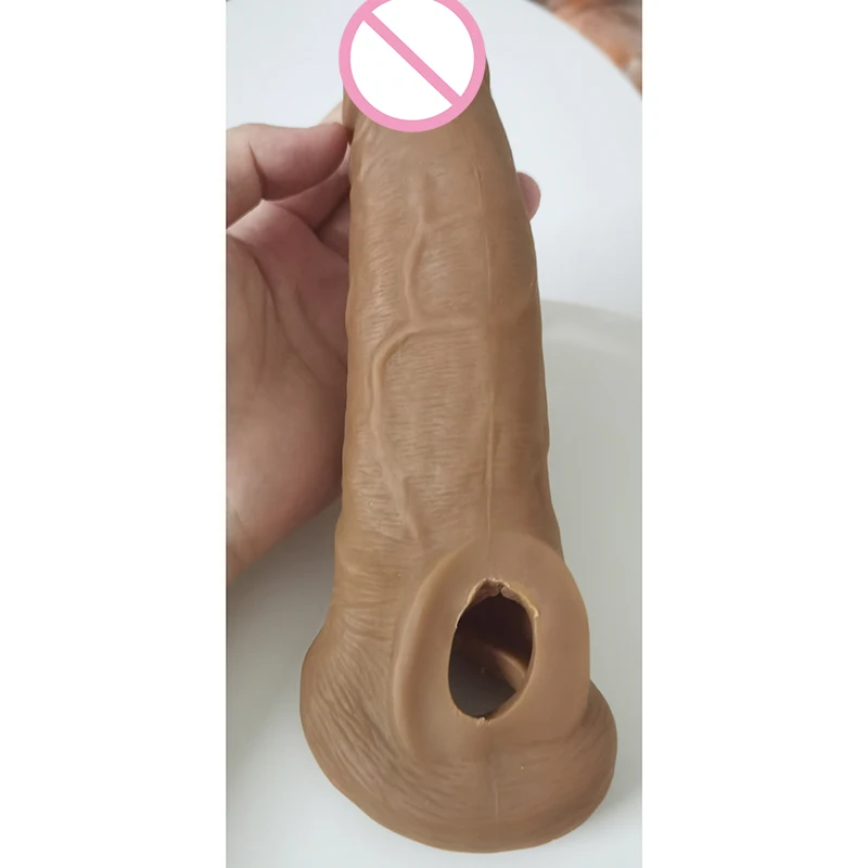 Penis Sleeve Penis?Extender Huge Cock?Stretch Sleeve Enlarged Reusable Condom?Penis Extension Sleeve Extra Thick Sex Toy for Men