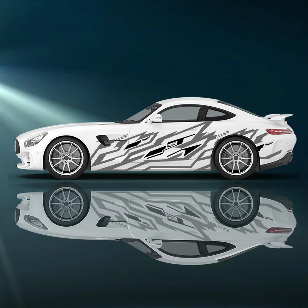 

Gray Irregular Geometric Lines Car Side Sticker Vinyl Self-adhesive Paper Motorsport Paint Decal Suitable for Truck Suv Decor