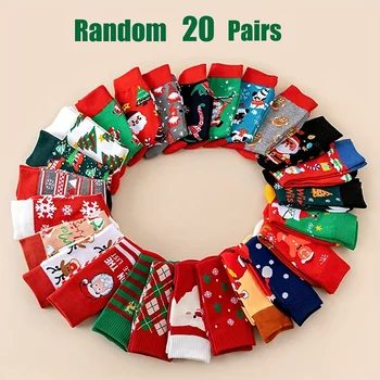 Unisex Mid-Calf Christmas Socks Autumn Winter - Santa Snowflakes Snowmen Elk Gingerbread…
