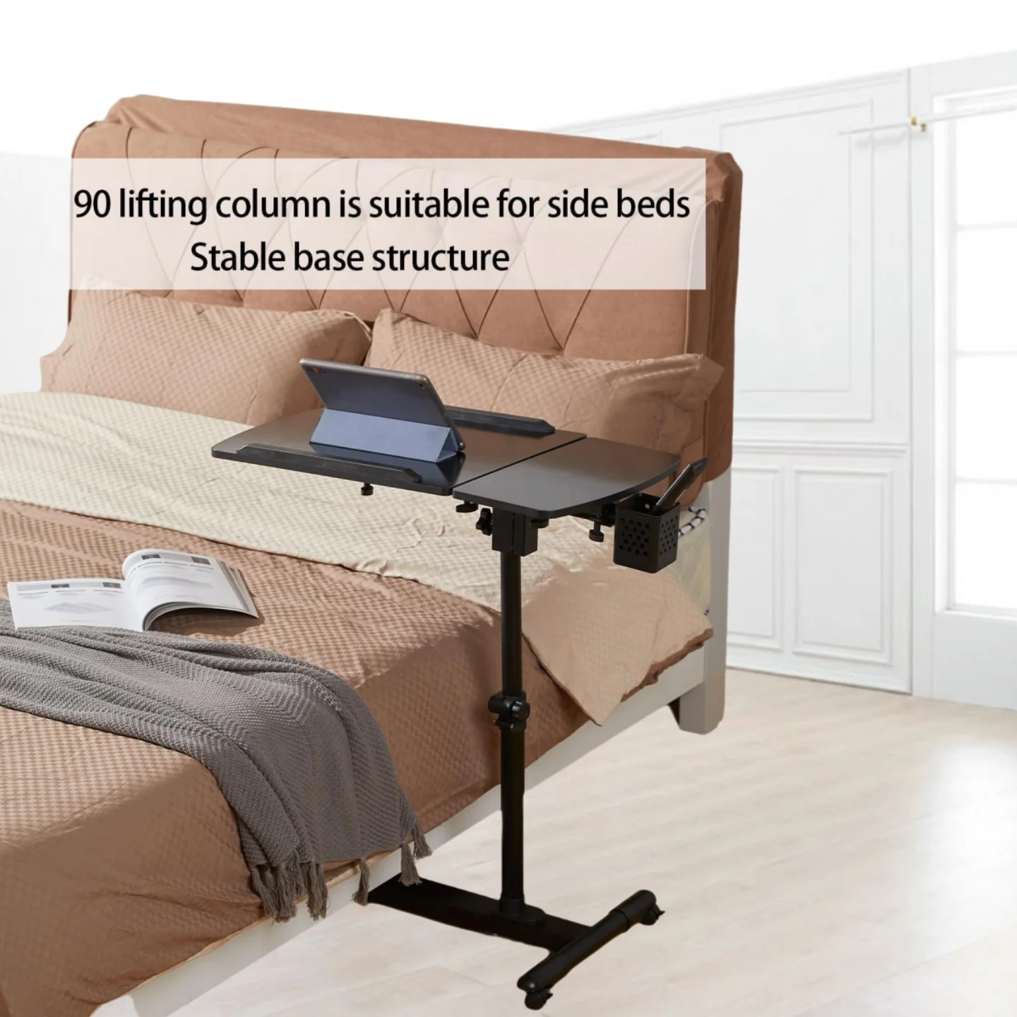 Mesa sobre cama con ruedas ajustables |   Mesa rodante para ordenador portátil, escritorio sobre cama, bandeja para Hospital, mesa, sofá, silla, mesa auxiliar