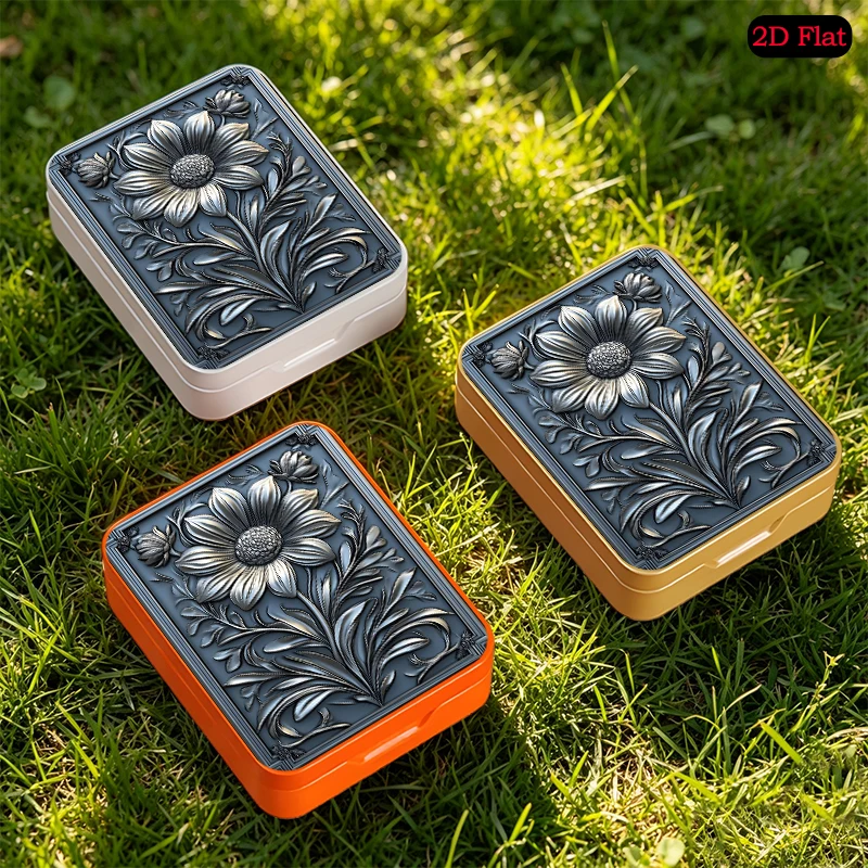 Silver Daisy Relief Theme Portable Flip Top Decorative Tin Box, UV Printed Custom Tinplate Box, Metal Tin for Gift Box