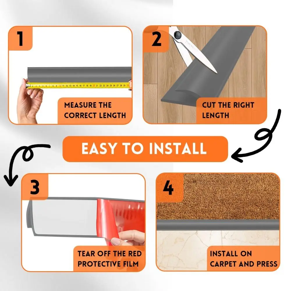 PVC Carpet Edge Trim Strip Cuttable Flexible Floor Transition Strip Waterproof Self Adhesive Tile Transition Cover