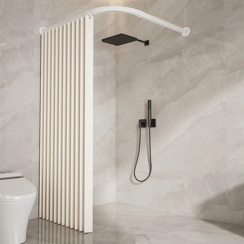 Retractable Folding Shower Curtain, Portable Bathtub Screen, Waterproof Space-Saving Accordion Door for Small Bathroom