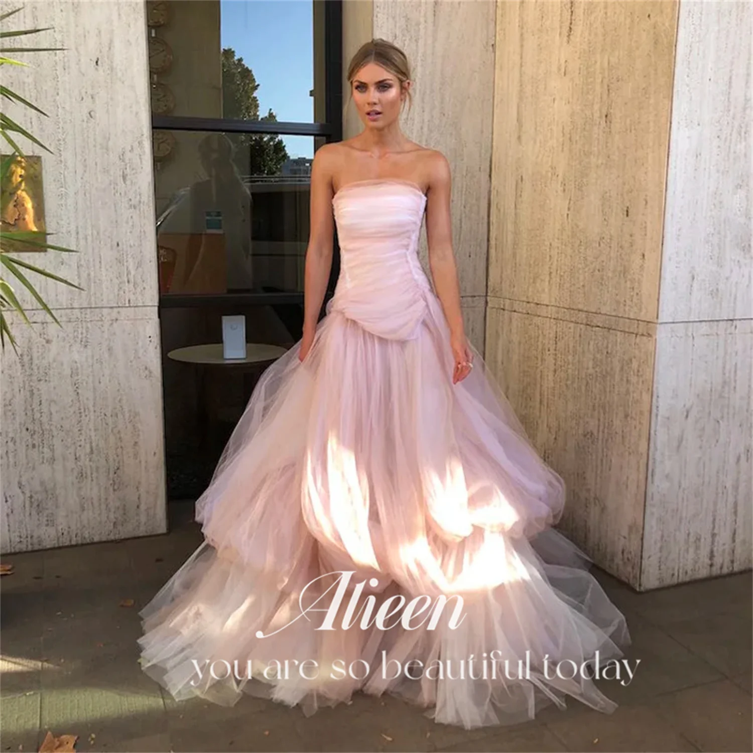 

Aileen Pink A-line Mesh Layered Party Dress for Wedding Womens Dresses Evening Women Luxury Weddings Gala Woman 2024 Long Prom