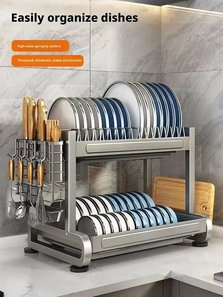 

Countertop Dinnerware Organizer Drain Basket Household Drying Stand Kitchen Dish Bowl Drainer Storage Rack Shelf