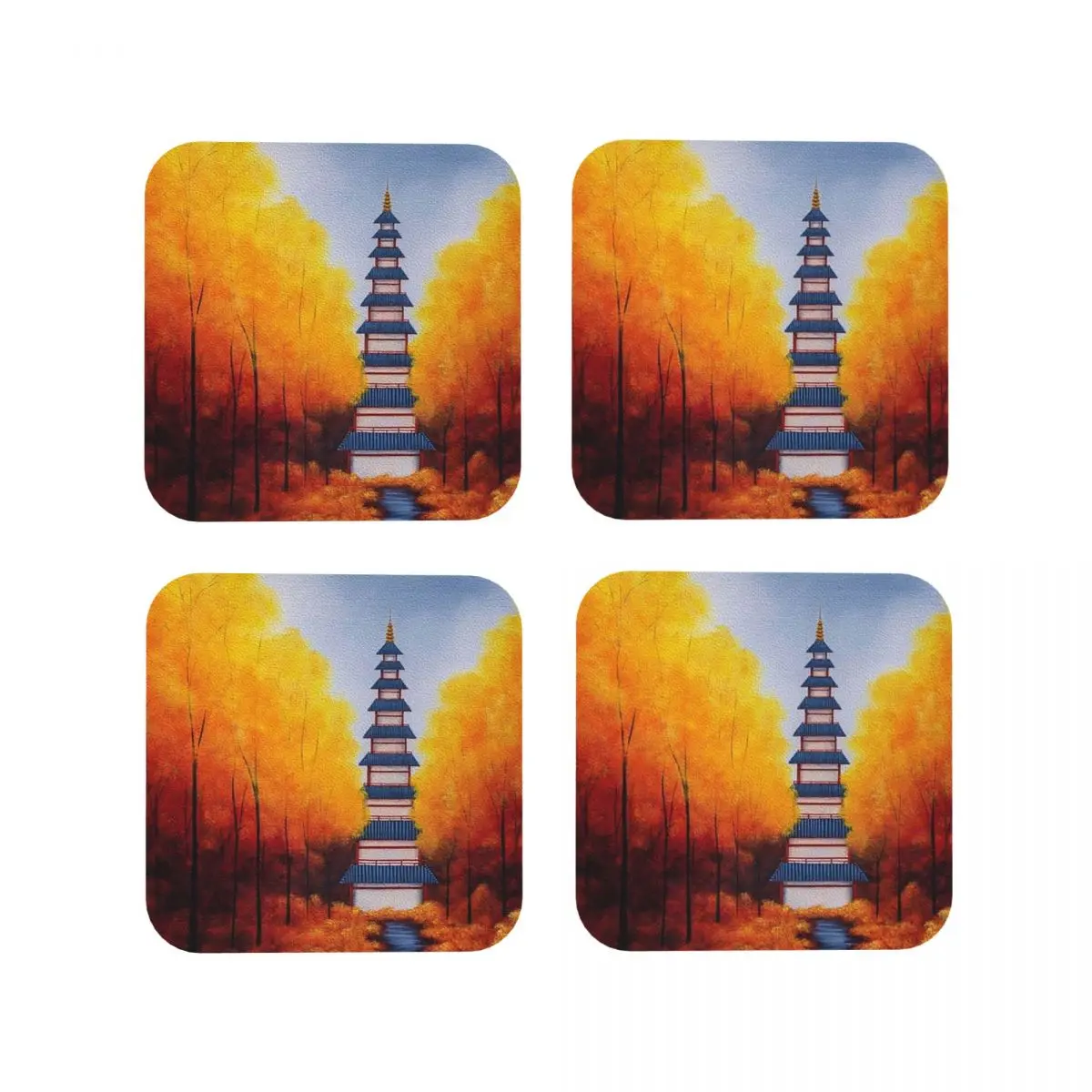 Bellchime Trail Coasters Kitchen Placemats Waterproof Insulation Cup Coffee Mats For Decor Home Tableware Pads Set of 4