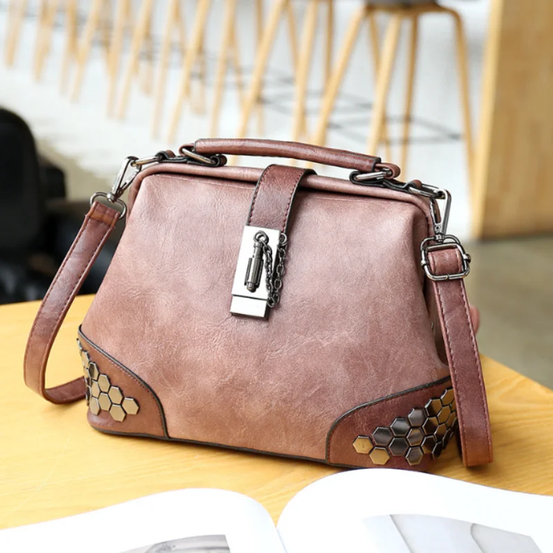 Women\'s Shoulder Bag Women\'s Handbag Fashion Purse Vintage Leather Bag Large Capacity Handbag Inclined Shoulder Bag Mom\'s Bag