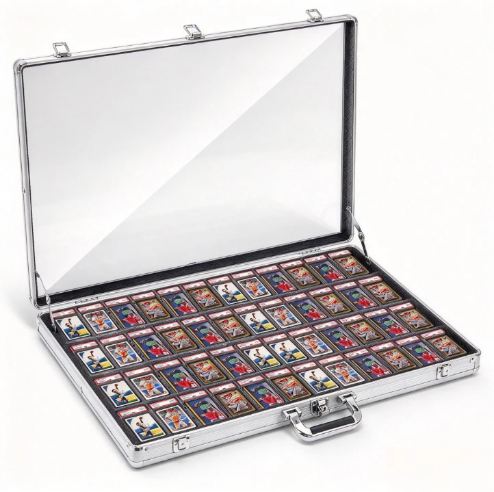 Aluminum Folding Vendor Display Case Portable Jewelry Organizer Table Stand Night Market Stall Storage Box with Lock Trays