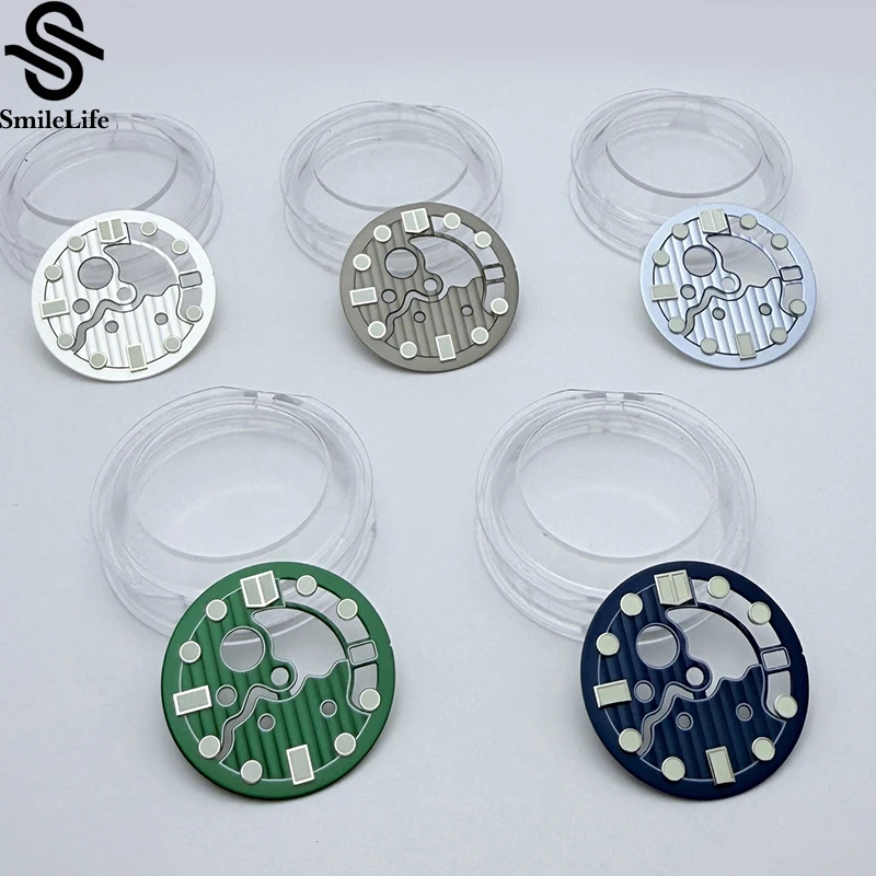 SmileLife 28.5 مللي متر ساعة مجوفة قرص أخضر مضيء ملحقات الساعة وجوه الساعة لحركة NH35/NH36 مع موضع الساعة 3