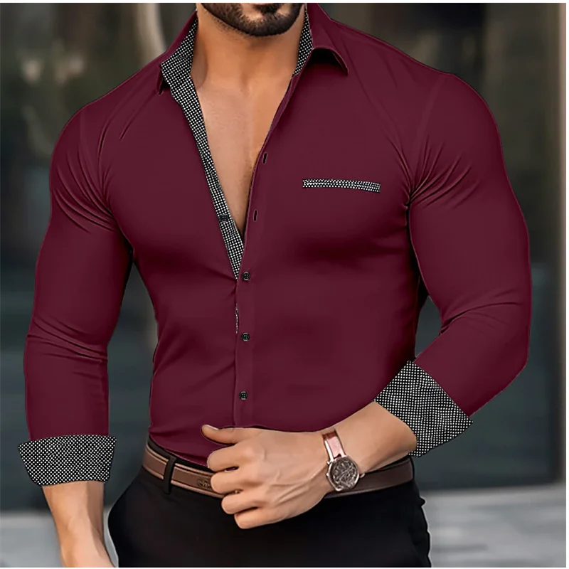 2024 Men\'s Shirt Long Sleeve Shirt Party Evening Dress Vacation Top Red Ceremony Top High Quality Oversized Shirt 6XL