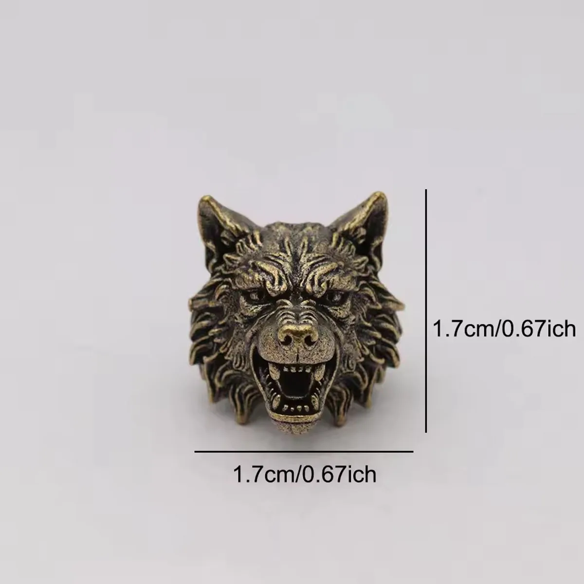 Wolfskopf-Messingperlen EDC Outdoor DIY Paracord Handgewebte Schlüsselband-Anhänger Regenschirmseil-Armband-Charms Zubehör – Detail 6