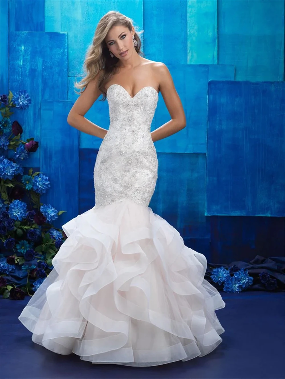 Elegant Mermaid Wedding Dress 2024 Charming Bridal Gowns Sexy Strapless Sleeveless A-Line Evening Dress Vestidos De Novia