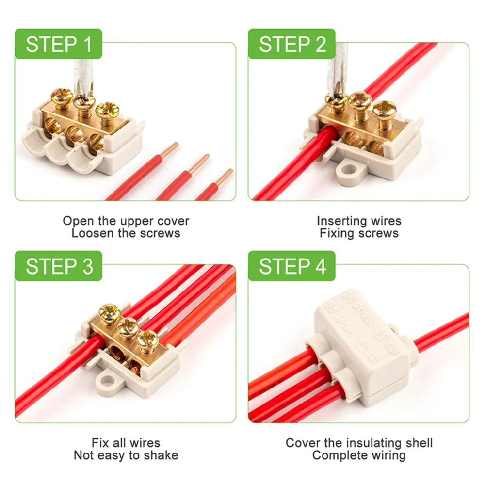 5 PCS High Power ZK/T Type Distributor - 60A/80A/100A Quick Wiring Terminal Block Junction Box Connectors Without Disconnection