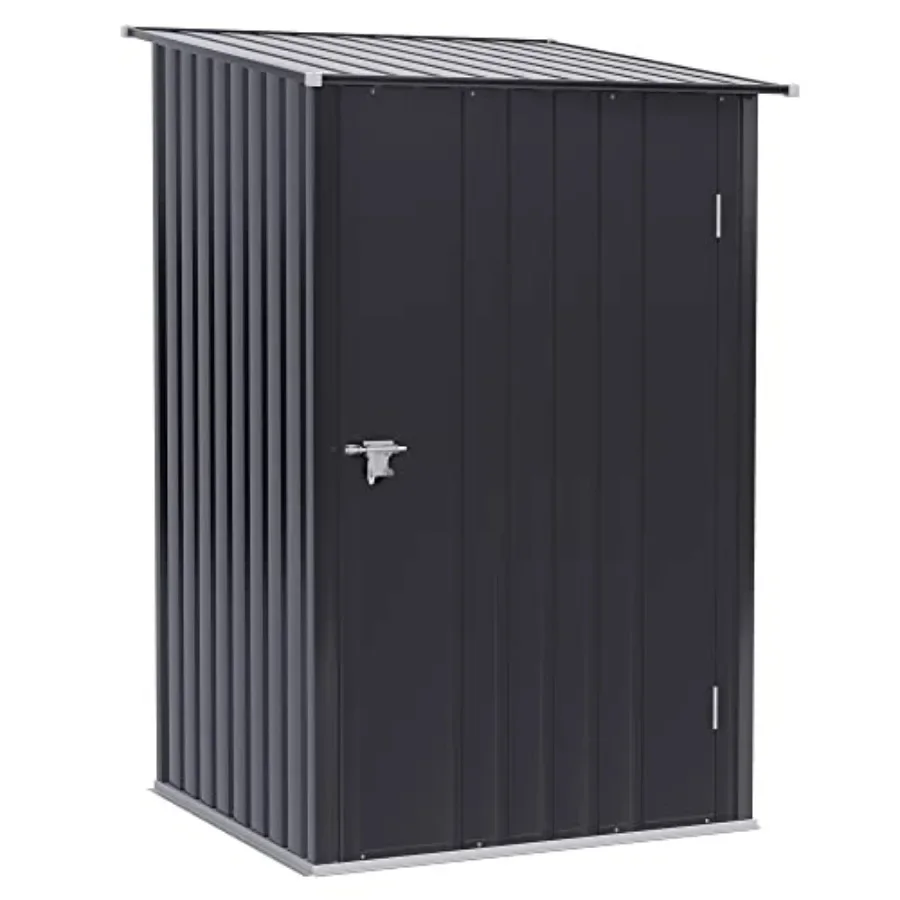 Outdoor Storage Shed, 3.3' X 3.4' Galvanized Metal Utility Garden Tool House with Lockable Door for Backyard, Bike, Patio, Gara