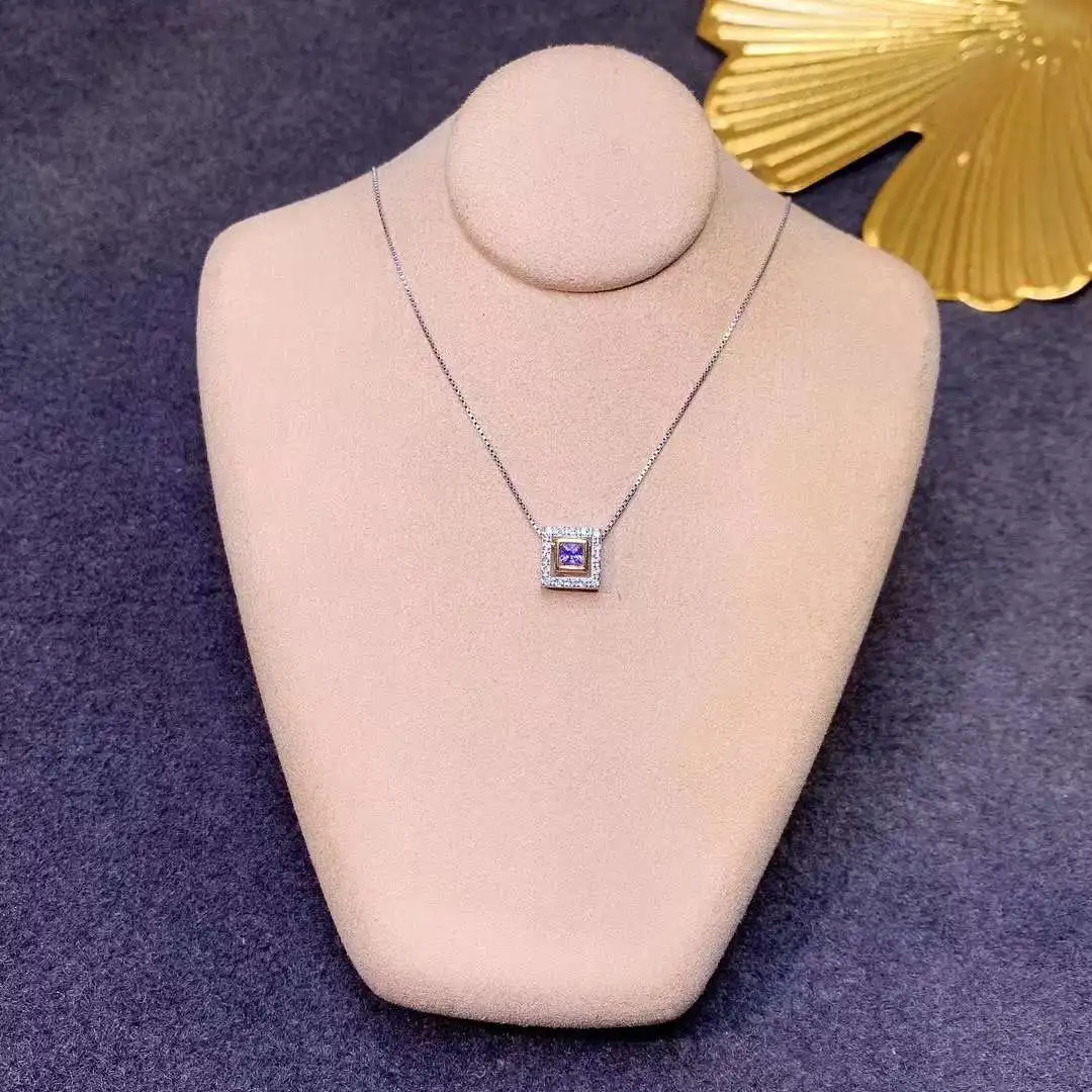 

NEW Coming 100% Natural and Real Tanzanite necklace pendant 925 sterling silver Fashion Necklace