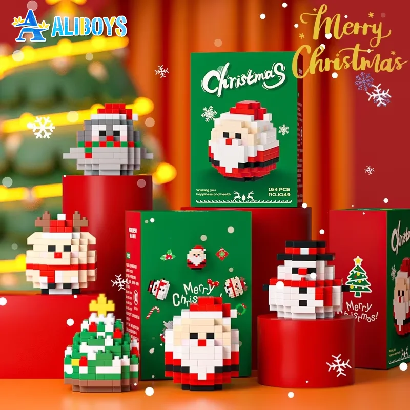 Christmas Building Blocks Series Mini Santa Claus Snowman Elk Tree Decoration Puzzle Assembling Model Toy Children's Xmas Gifts