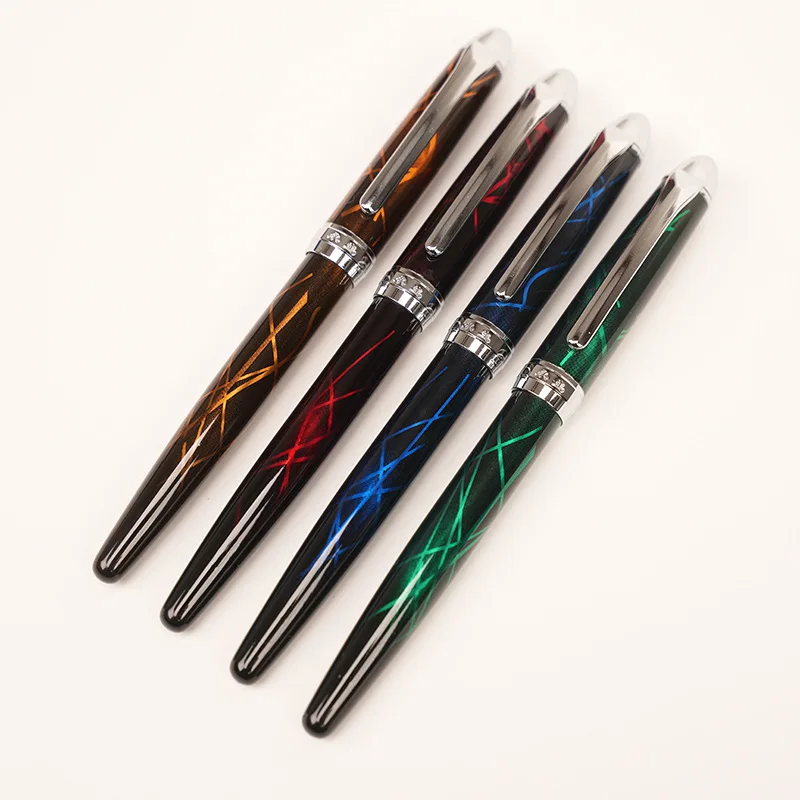 

Import Acrylic Resin Wingsung Striped Fountain Pen Dark Tip 0.38mm Ink Pen Mb Inkwell Calligraphy Gift Unique Office Desk Gadget