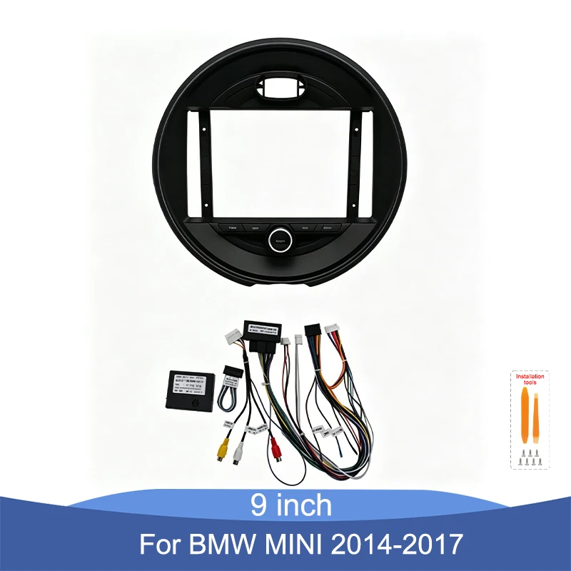9 Inch Car Radio Fascia Frame For BMW MINI 2014-2017 D Model Android Stereo Dash Panel Cable CANBUS Full Set