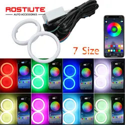 RGB Angel Eyes Halo Rings Cotton Lights 12-24V 60MM 70MM 80MM 90MM Motorcycle Car Scooter Motorcycle DRL Headlight APP Control