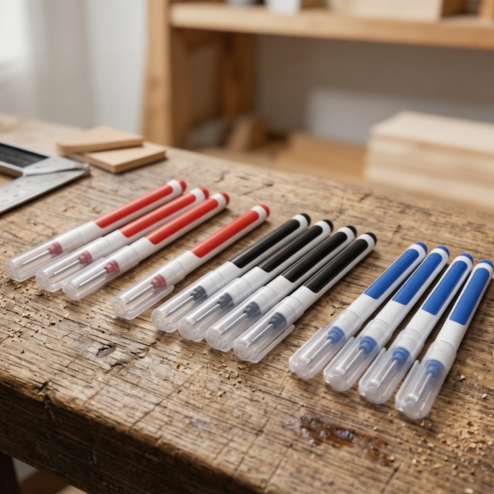 Waterproof Quick Dry Long Tip Markers for Deep Hole Marking Perfect for Woodworking Furniture Decoration 12 PCs