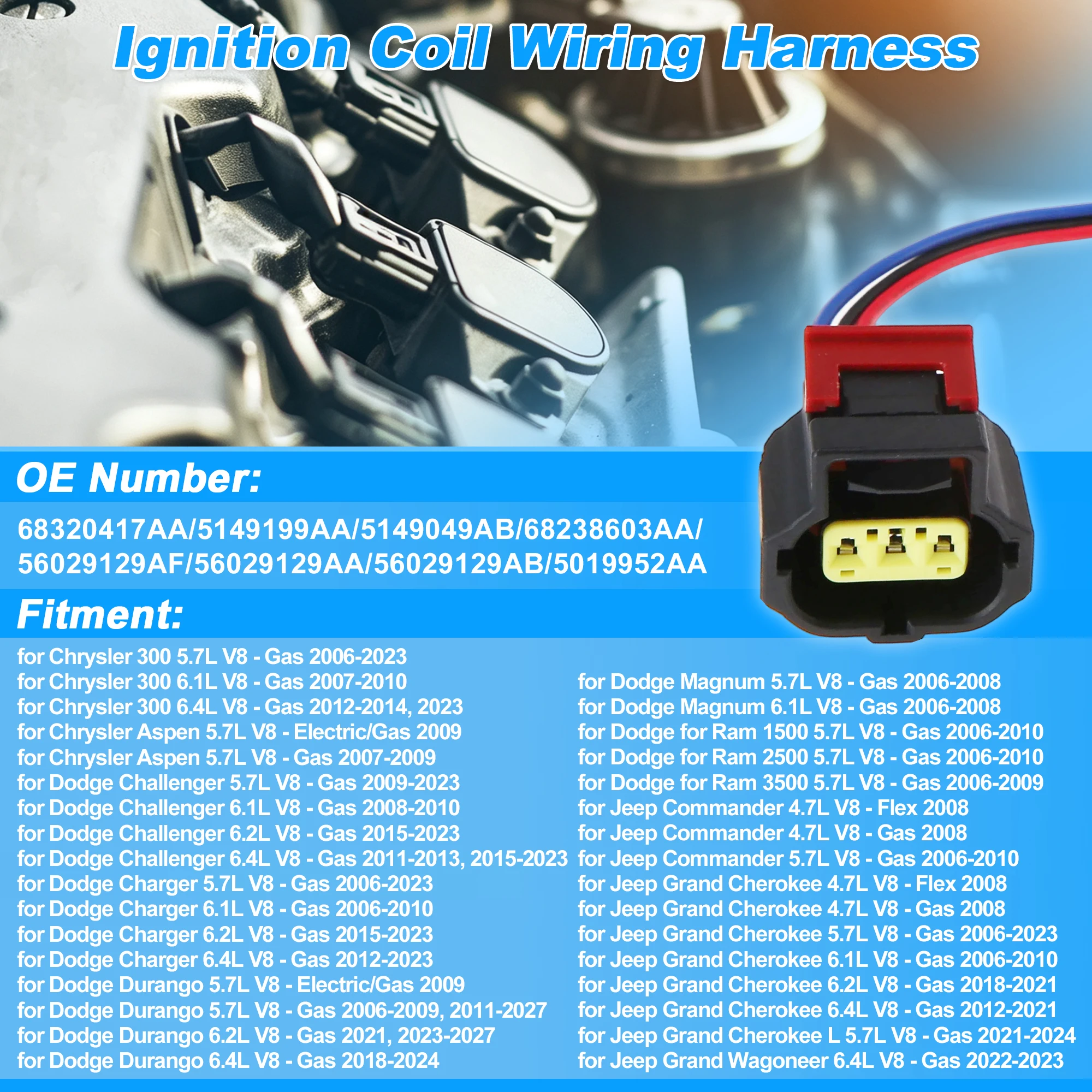 UXCELL Ignition Coil Connector for Chrysler 300 C S 5.7L V8 - Gas 2023