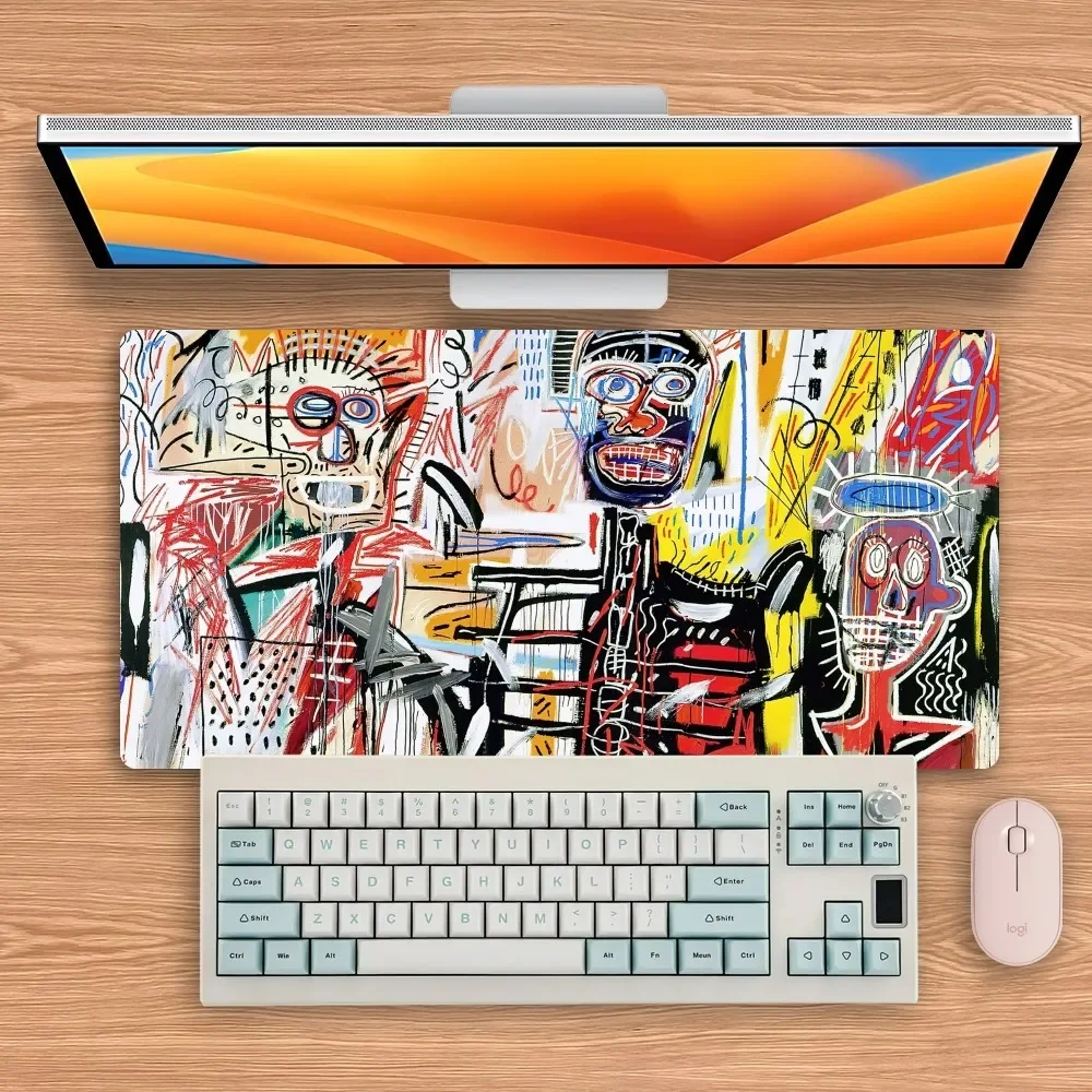 J-Jean-Michel B-Basquiat Art Mouse Pad grande tastiera scrivania Computer PC Mat Notbook Pad