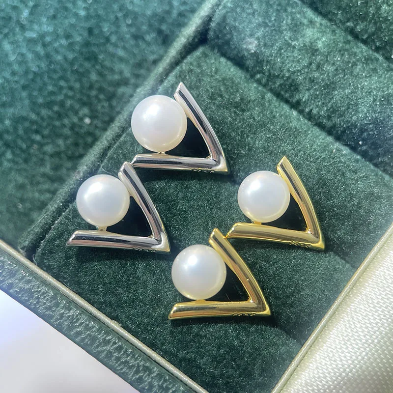 E009 Gold Plated Copper S925 Sterling Silver Needle Pearl Stud Earrings Findings Jewelry Making DIY Jewelry Accessories