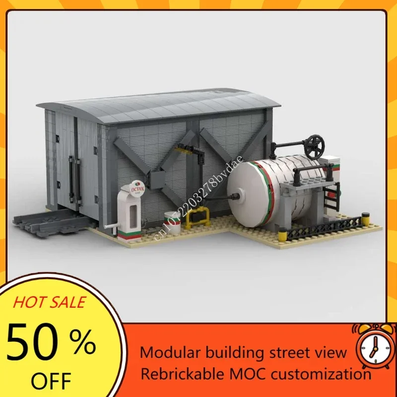 815PCS OCTAN Diesel filling station Modular MOC Creative Model Custom Puzzles Architecture Education Assembly Model Toys Gifts