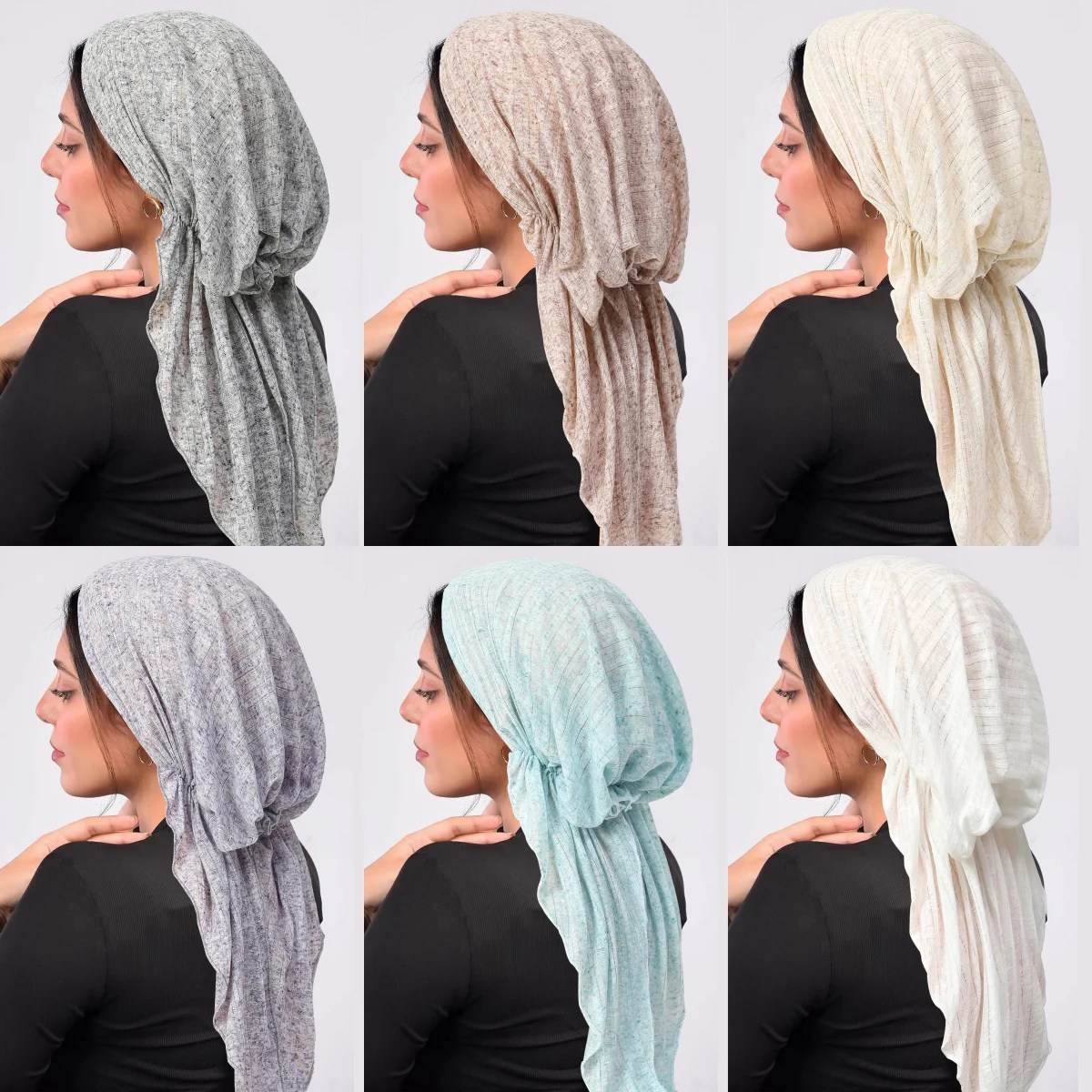

2026 New Solid Color Crinkle Muslim Hijab Caps Wrap Head Soft Elastic Long Tail Turban Bonnet Fashion Women Headdress Wearable