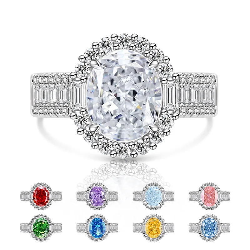 

Luxury Fashion Shining Elegant Clear Color Treasure Ice Flower Cut Crystal Zircon Pigeon Egg Ring Party