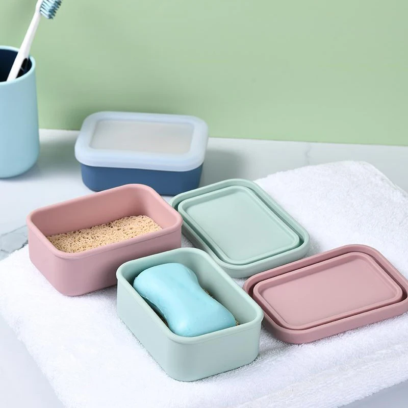 طبق صابون سيليكون للسفر في الهواء الطلق، صندوق تخزين محمول متعدد الأغراض، طبق صابون بلاستيكي، طبق صابون قابل للتصريف #1