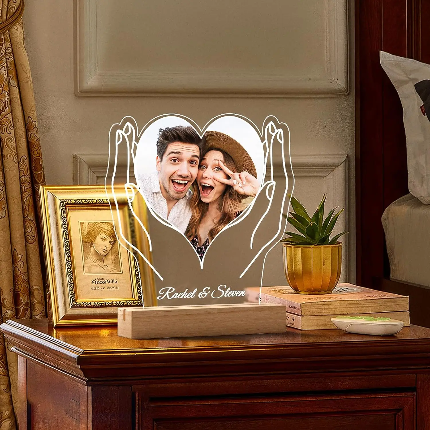 Personalized Custom Photo Text 3D Acrylic Lamp Customized Bedroom Night Light Valentine's Day Wedding Anniversary Birthday Gifts