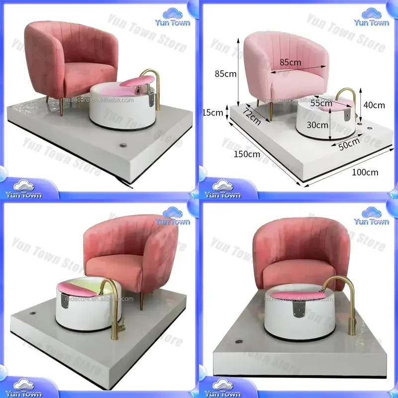 Luxury Electric Nail Spa Pedicure Chair with Manicure Station Foot Massage No Plumbing for Beauty Nail Salons Nail Salon