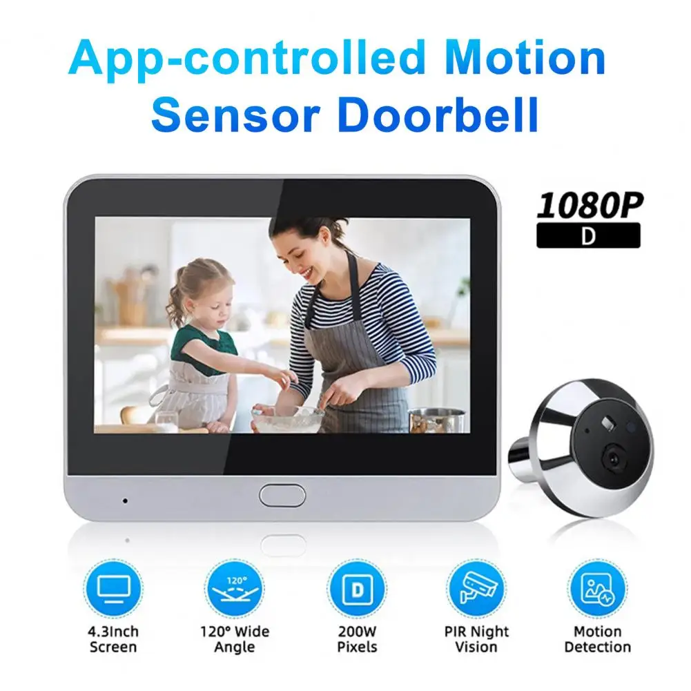 Видео дверной звонок с активацией движения, разрешение 1080p, видеодверной звонок с широкоугольной камерой 120 градусов, интеграция приложения для дома