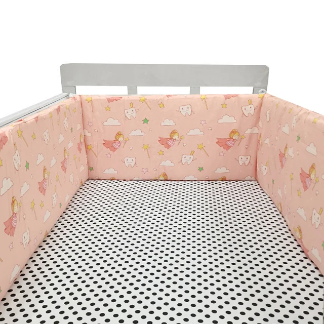 Nordic Sterren Babybed Dikker Bumpers Rits Ontwerp Een stuk Wieg Rond Kussen Cot Protector Kussens 200*30 CM - afbeelding 1