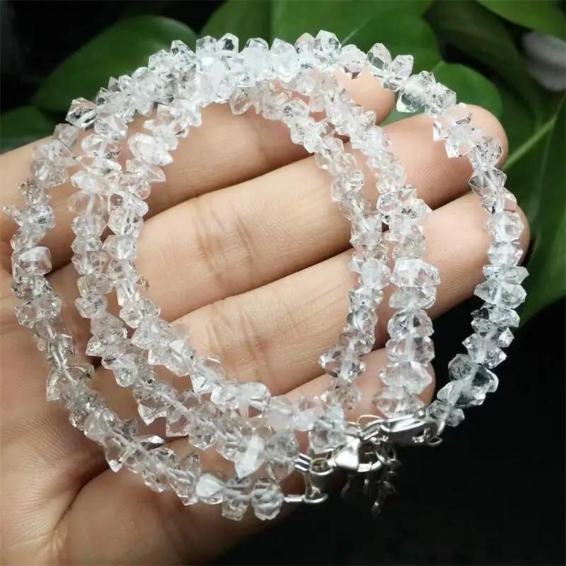 S925 Natural Herkimer Diamond Bracelet Women Fashion Sweet Reiki Healing Energy Strand Girls Jewelry Gift 1PCS