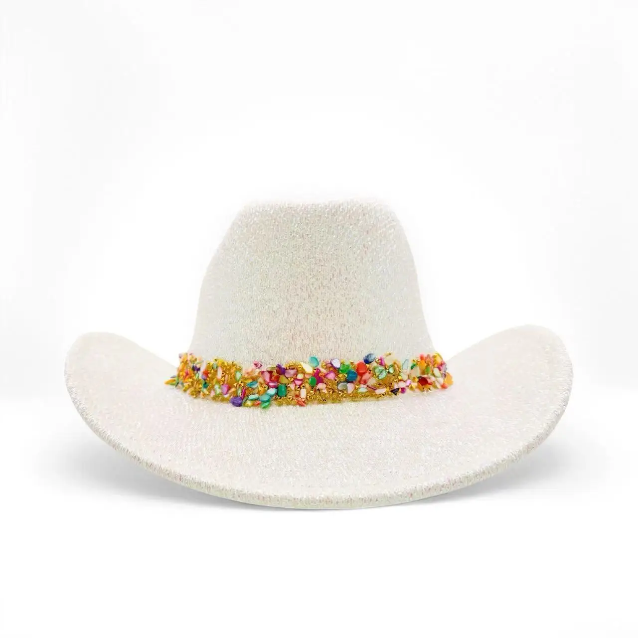 قبعة رعاة البقر من HongLuan Western Bride باللون الأبيض من حجر الراين للنساء - إكسسوارات رعاة البقر وقبعات راعية البقر الريفية للسيدات البالغات #2