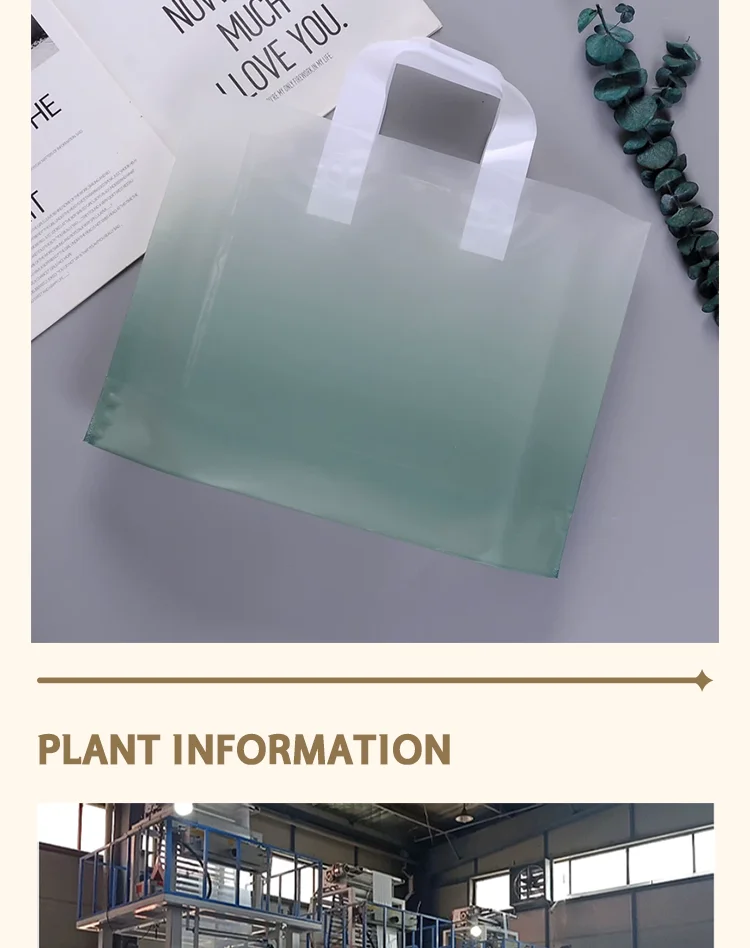 50 Stück Matte Farbverlauf-Handtaschen aus halbtransparentem Kunststoff für Damen, Verpackungsbeutel, Einkaufstasche, Geschenktasche, unterstützt individuelles Logo – Detail 8