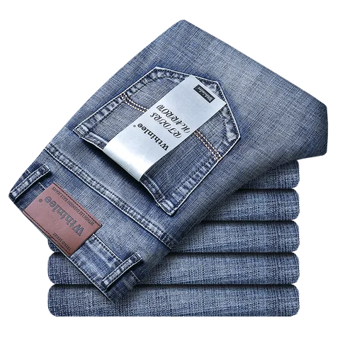 Wthinlee New Business heren jeans casual straight stretch mode klassiek blauw zwart werk denim broek herenmerk kleding