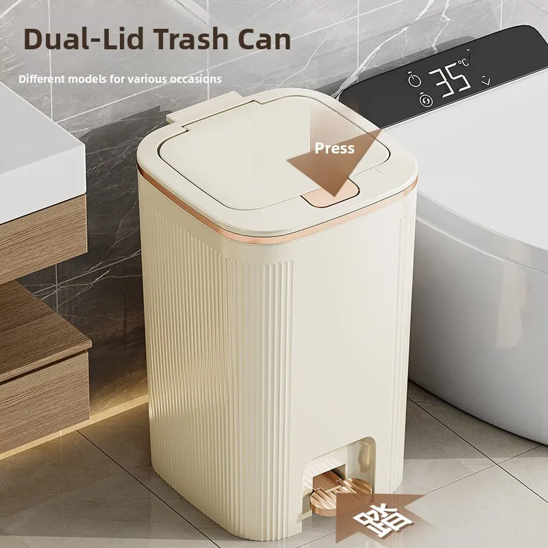 

Double Open Cover Tra Can Waterproof Large Capaci Pedal Operation for Living Room Batoom Home Use Simple Sle Waste Bin