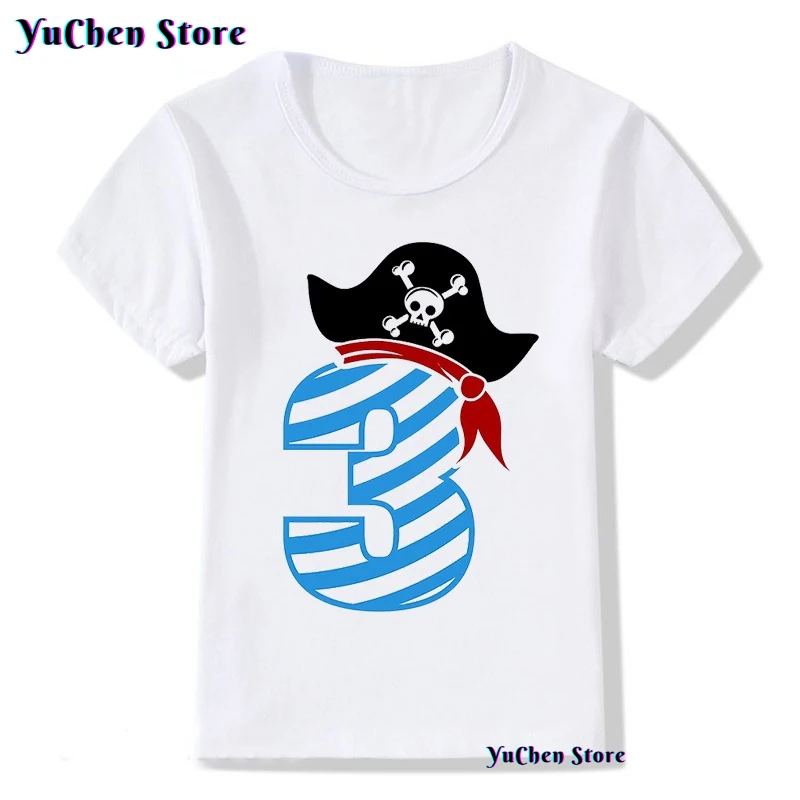 Happy Birthday Skull Pirate 5 6 7 Year Old Graphic T-shirts Boy T-shirt Boys-Clothing Kids Clothes Girls Shirts Children T-shirt