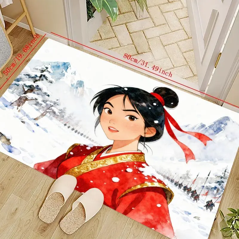 

1 шт. напольный коврик с персонажем Мулан в стиле аниме для входа в дом, спальня, украшение для гостиной, мягкий и прочный коврик, уютный нет