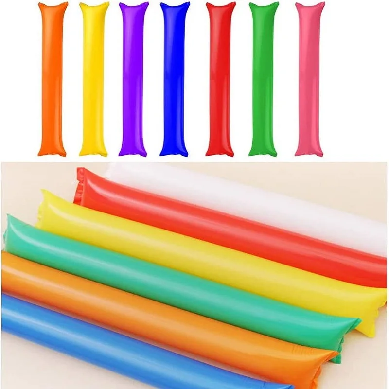 24 PCS Colorful Inflatable Sticks Stadium Noisemakers Cheer Sticks Balloon Blow Bar Inflatable Boom Party Sports Cheers  Favors