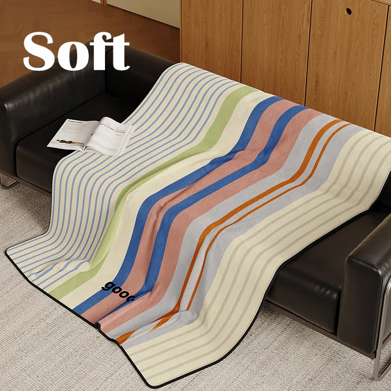 Retro Flannel Blanket Warm Home Sofa Bed Short Plush Four Seasons Universal Air Conditioned Room Cartoon Style Polyester Fiber