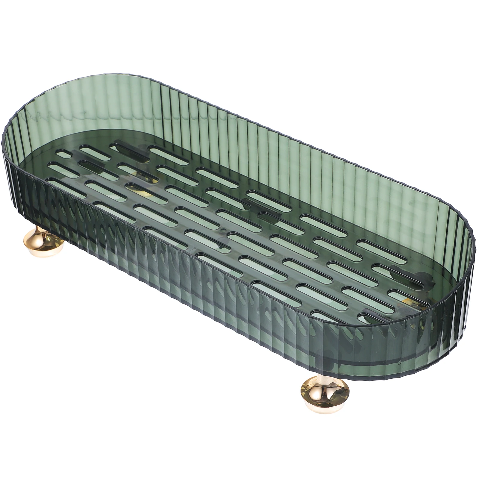 

Multifunctional Toiletries Storage Tray Transparent Countertop Holder Drying Dish Space Saving Plastic Material Stylish Design