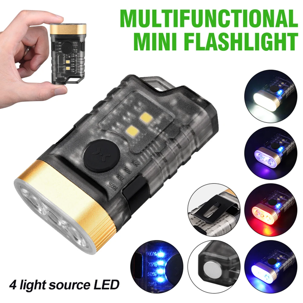 Pocket Flashlight Type C Charging Portable Outdoor Tools IP65 Waterproof Mini LED Flashlight 9 Grear Dimming for Outdoor Camping