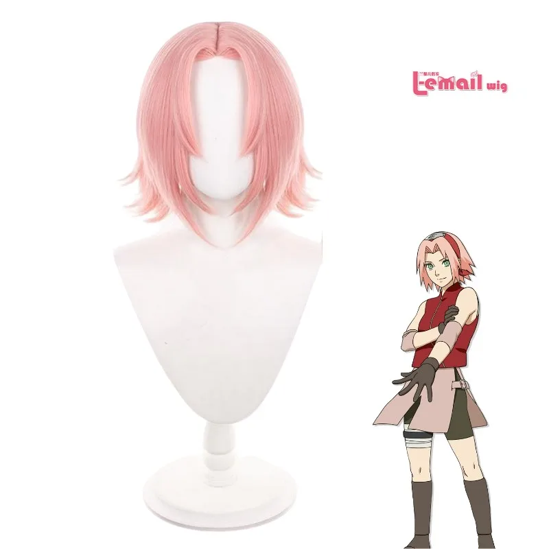 

L-email wig Anime Haruno Sakura Wig Short Pink Heat Resistant Girl Synthetic Hair Play Role Patry Wigs Ninja