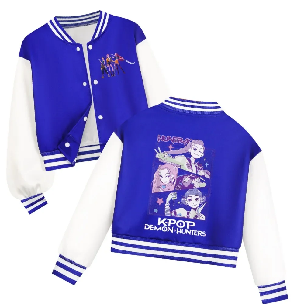 Kurtka baseballowa K-Pop Demon Hunters dla dzieci - styl Harajuku Huntrx Rumi kostiumowe płaszcze - wiosenno-jesienne ubrania dziecięce